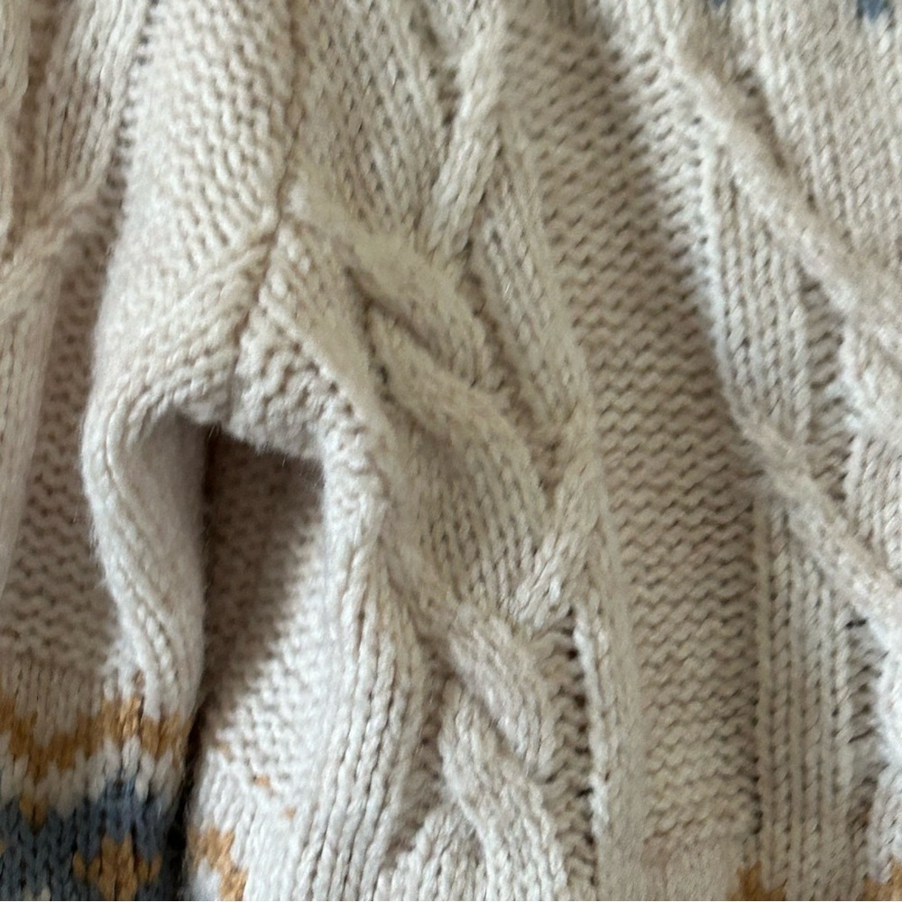 Sage & Oak Women’s Knit Cardigan Large Cream Beige Southwestern Preppy Western - Picture 8 of 11